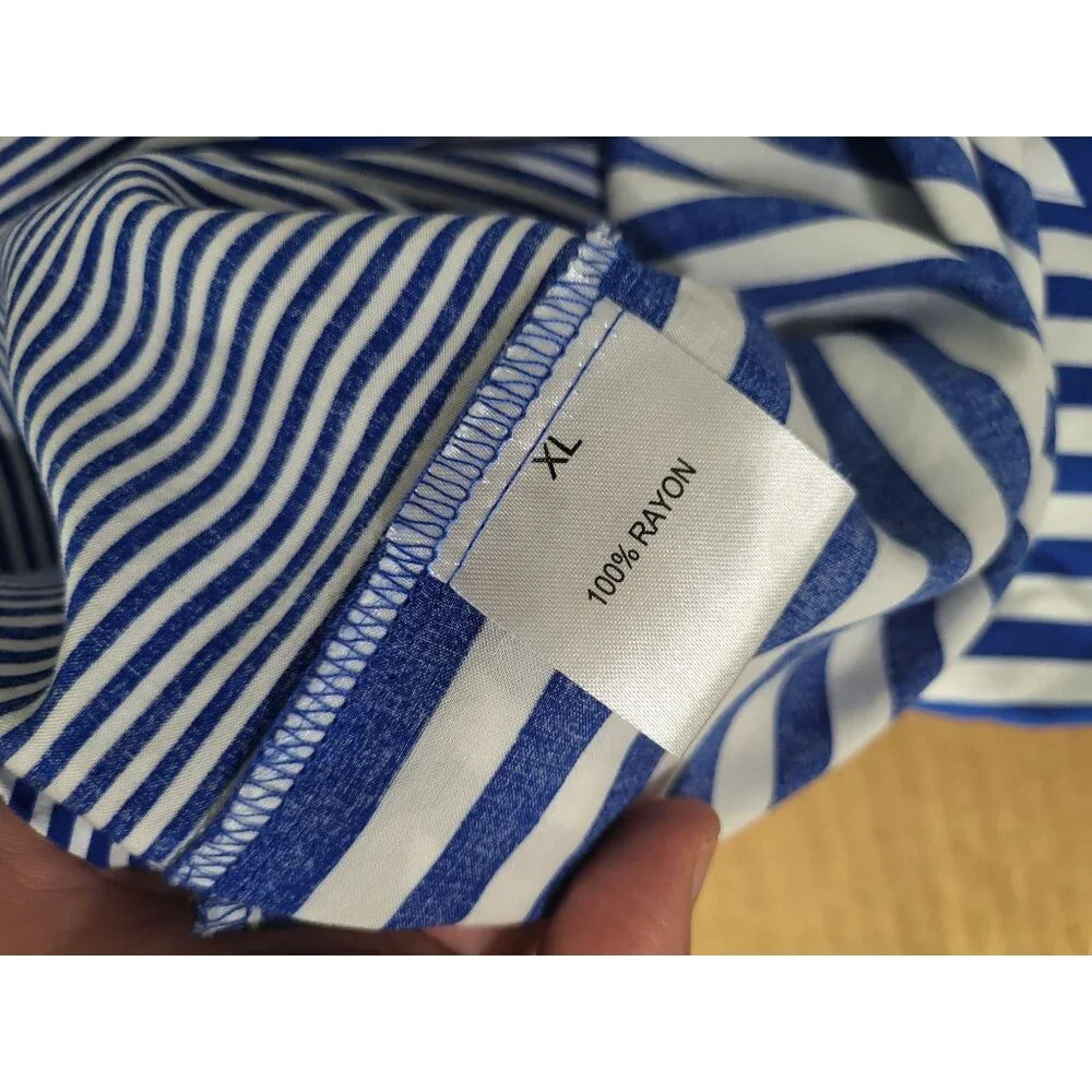Jane & Delancey Women's XL Blue White Striped Button Down Shirt Coastal Beach - Picture 7 of 7